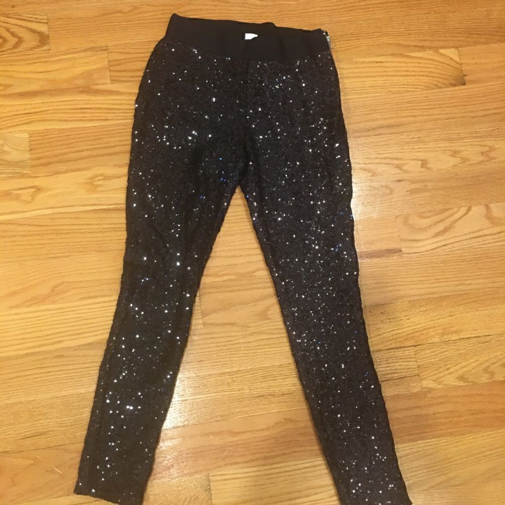 Gap size XS black sequins dress party pants skinny